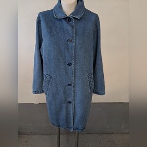 Denim Classic Blue Jean Long Slouchy Oversized Jacket Denim & Co. Size M